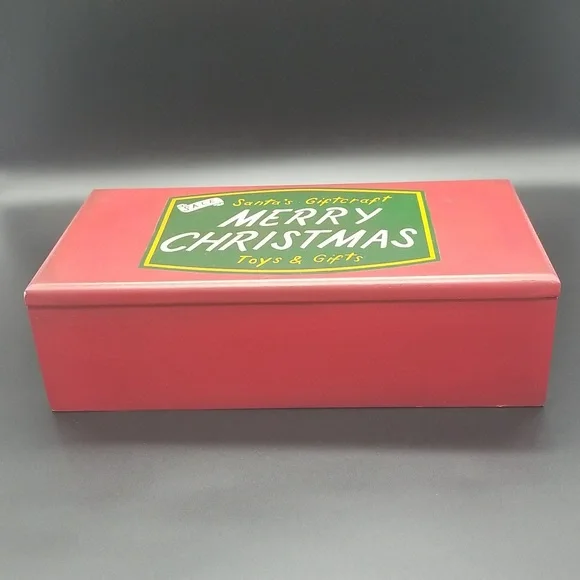 Restoration Hardware "Santa's Giftcraft Merry Christmas Toys & Gifts" Wood Box - Picture 3 of 12